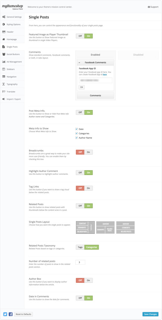 Video Single Post Settings